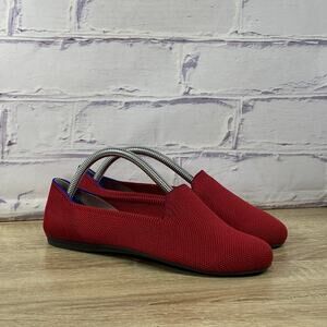 Rothy's The Loafer Red Flats Women's Size 6.5 Round Toe Knit Ballet